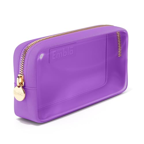 Embla Medium Clear Makeup Bag Travel for Toiletries Cute Make Up Nylon Organizer Pouches Quart Size Cosmetic Bags for Women Girls Zipper Toiletry Skincare Pouch Organizer for Purse Purple - color: Grape, size: Small