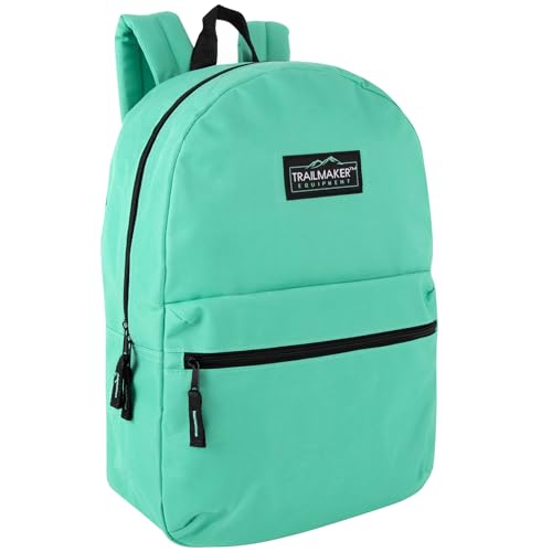 Trail maker Classic 17 inch Backpacks with Adjustable Padded Straps | School Backpacks for Girls, Boys (Aqua) - color: Aqua