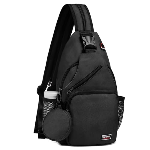 Convertible Sling Bag with Coin Pocket, 11" Tablet Crossbody Mini Backpack with Headphone Jack Casual Pack for Women Men Travel, Black - color: Black, size: Large