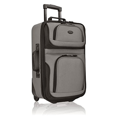 U.S. Traveler Rio Lightweight Softside Rolling Carry-on Suitcase, 2-Wheel Single, Grey - color: Grey, size: 21"