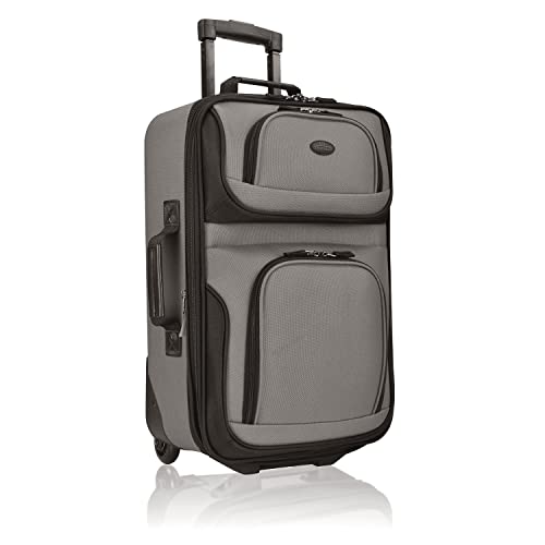 U.S. Traveler Rio Lightweight Softside Rolling Carry-on Suitcase, 2-Wheel Single, Grey - color: Grey, size: 21"