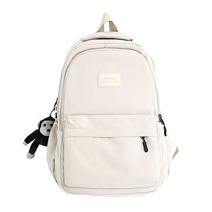 JARKJARD Aesthetic Cute Backpack for Girls Student School College Travel - color: White