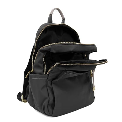 M-ioi-M Medium Backpack Purse for Women, Fashion Nylon Daypack with Gold Hardware, Lightweight Water-Resistant Rucksack for College, Work, Travel, Everyday Use, Fits 13–14" Laptop (Space Gray,Medium) - color: Space Gray,medium