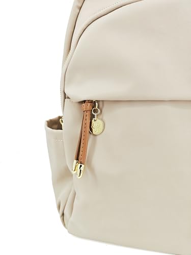 M-ioi-M Medium Backpack Purse for Women, Fashion Nylon Daypack with Gold Hardware, Lightweight Water-Resistant Rucksack for College, Work, Travel, Everyday Use, Fits 13–14" Laptop (Oatmeal, Medium) - color: Oatmeal,medium