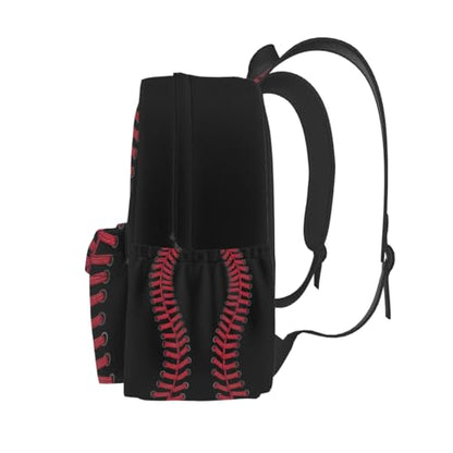 cfpolar 17 Inch Backpack Black Baseball Red Stitches Laptop Bag Shoulder Bag School Bookbag Casual Daypack For Boys Girls,A-8 - color: D-08