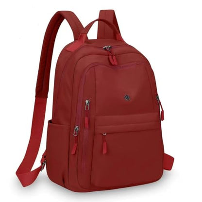 Casual Backpack, Multi-Pocket Design with Front Zipper Compartment (wine) - color: Wine
