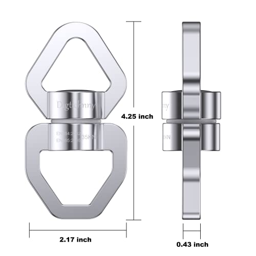 Swivel Hook for Swing, Safety Swing Swivel with 2 Carabiners, Rotational Device Swing Spinner for Web Tree Tire Rope Swing, Aerial Dance, Children’s Swing - style: Silver-1 Pack with 2 Carabiners