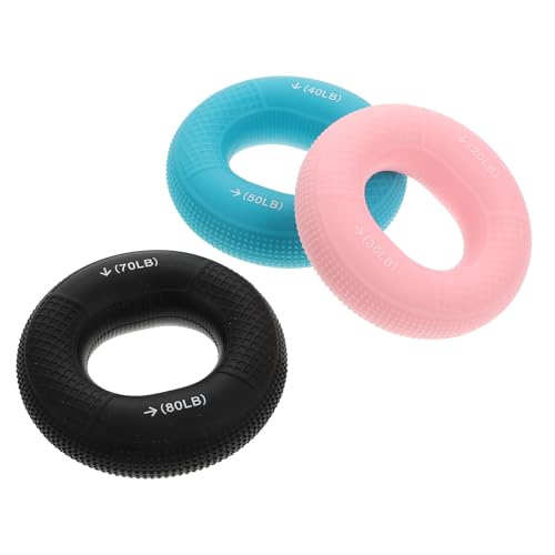 DECHOUS 3pcs Silicone Hand Grip Rings Finger Exerciser Set Dual Resistance Levels, Forearm Strengthener and Hand Massage Rings for Rehabilitation and Muscle Training