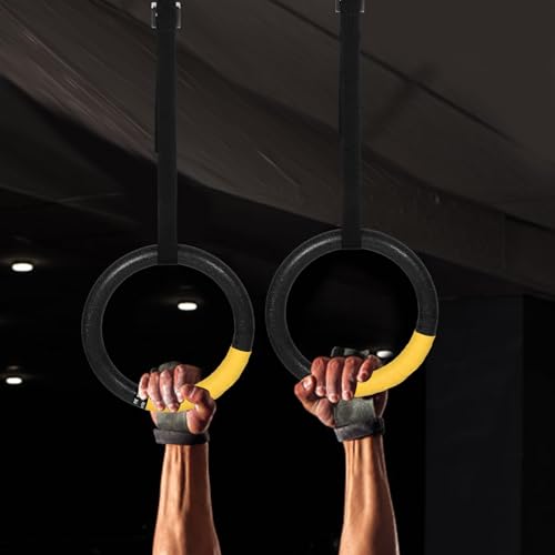 ULTECHNOVO Adjustable Pull Exercise Rings 1 Pair with 0.5m Large Round Rings and Straps for Indoor Fitness, Calisthenics, Strength Training, and Core Workout