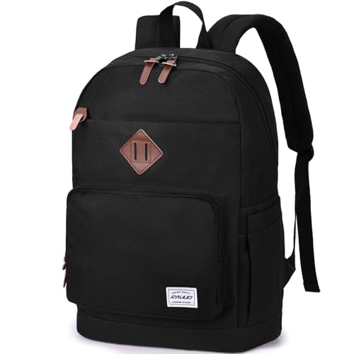 RAVUO School Backpack for Men Women, Water Resistant 15.6 inch Laptop Bag College Bookbag Casual Daypack Travel Rucksack - color: Black