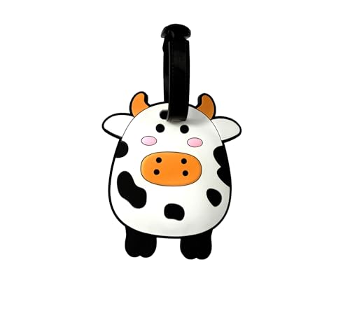 Cute Cow Silicone Luggage Tag Cartoon Animal Bag Tags for Travel Identify Suitcase Accessories Personalized Labels - color: Cow