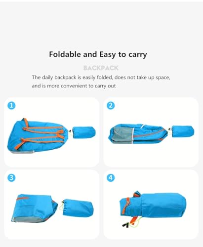 levayhill 25L Foldable Hiking Backpack,Small Packable Daypack, Blue | Lightweight Collapsible Bag,Water Repellent Travel Basic-Daypack,Men Women Camping Cycling Rucksack Outdoor Back Pack - color: Blue