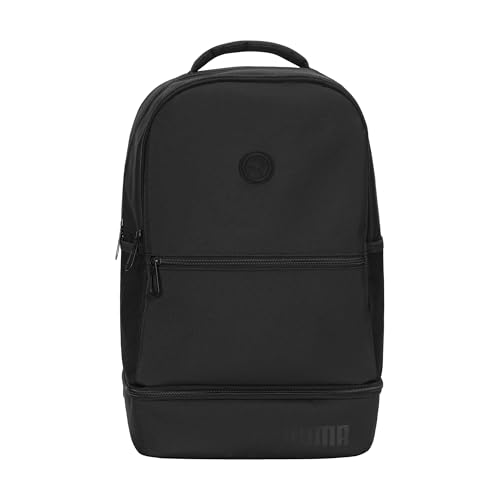 PUMA Dual Compartment Backpack with Insulated Bottom & Mesh Side Pockets, Black, One Size - color: Black