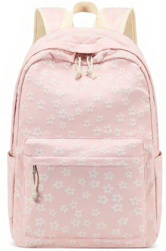 LEDAOU School Backpack for Teen Girls Elementary Middle School Bookbag Kids Backpacks Women Laptop Backpack Travel Daypack - color: Little Flower Pink
