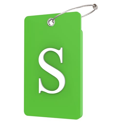 Gostwo 2 Pack Luggage Tags for Suitcases, 26 Initial Letter Travel Luggage Baggage Identification Labels ID Tag Fully Bendable Tags with Stainless Steel Loop (Green) (Letter S) - color: Green, size: Large S