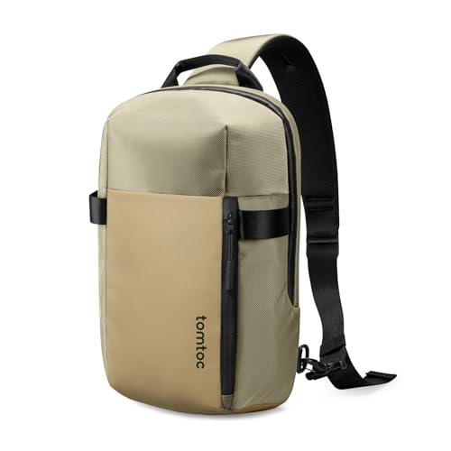 tomtoc 7L Sling Backpack Crossbody Bag for Men Women, EDC Daypack Chest Shoulder bag for 14-inch MacBook Pro M5 Pro/Max, 13" MacBook Air, 13" iPad Air M4/Pro M5, Organized, Daily Use, Work, Travel-S - color: Khaki, size: S for 13-14 inch MacBook