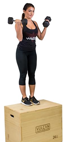VULCAN 3-in-1 Wooden Plyo Box – Durable Ashwood Plyometric Jump Box for Home Gym and Commercial Training | Safe, Stable & Versatile for Box Jumps, Step-Ups, HIIT and Cross-Training Workouts - style: A) 3-in-1 Plyo Box - 12" x 14" x 16