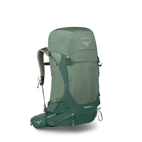 Osprey Stratos 44L Men's Hiking Backpack - Lightweight Backpacking Pack with Waterproof Raincover - Camping Bag, Pine Leaf - color: Pine Leaf, style: 44l