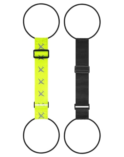 Adjustable Add A Bag Luggage Connector Straps for Suitcases, 2 Pack | Attach backpack to suitcase, thicker elastic loops, Hands-Free airport travel accessories, adjustable length from 11" to 30" - color: Red