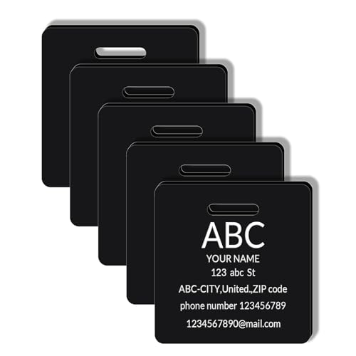 Custom Engraved Luggage Tags, Waterproof Personalized Luggage Tags, Acrylic Personalized Bag Tags for Suitcases/Backpack/Luggage Accessories (Square, Black-A, 2 x 2 inches, Herringbone) - color: Black-a, size: 2 x 2 inches, style: Square