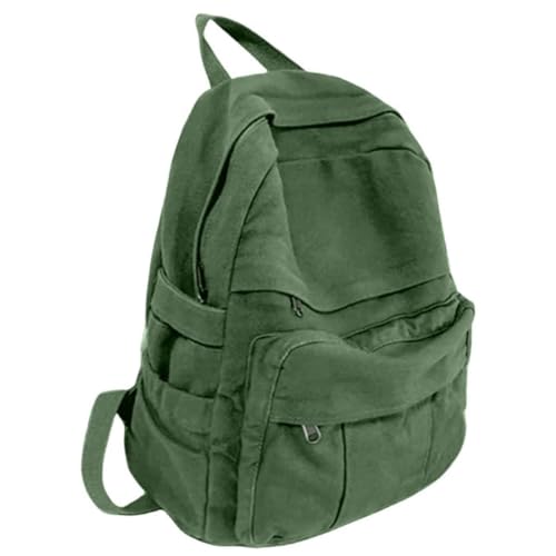 MaxxCloud Women's Heavy Cotton Canvas Laptop Backpack Lightweight Casual Hiking Daypack Travel Bag - color: Green