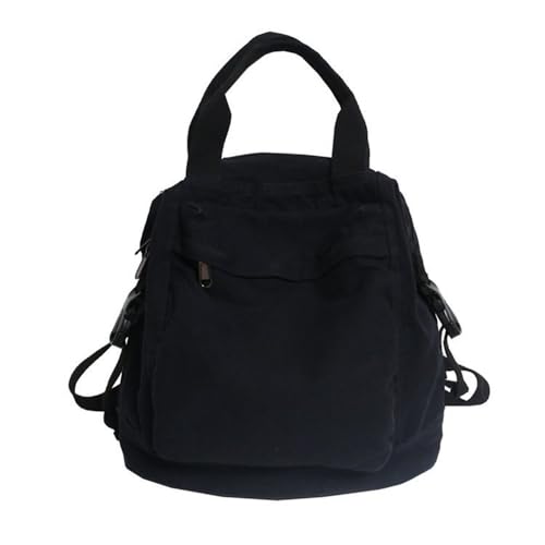 Canvas Backpack Purse for Women Large Size Tote Top Handle Bag Fashion Handbag Travel Rucksack Anti Theft (Black) - color: Black