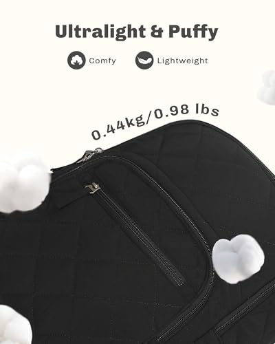 Hynes Eagle Travel Laptop Backpack Quilted College Backpack for Women Puffer Casual Daypack Personal Item Bag for 16 Inch Classic Black - color: Classic Black