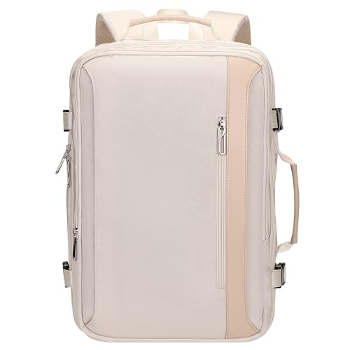 PIJUSHI Travel Backpack for Women Expandable Carry on Luggage Backpack Airline Approved TSA 16" Laptop Bag Business with USB Port(PE034 Beige) - color: Beige