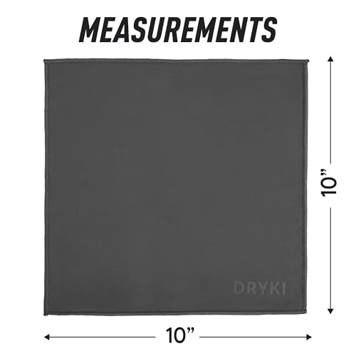 DRYKI Sweat Absorbing Handkerchiefs - The Original Pocket-Sized Sweat Towels - Quick-Dry Microfiber Sweat Rags for Face, Hands, & Body - Men & Women - Gym, Sports, and Work (Dark Grey: 5 Pack)