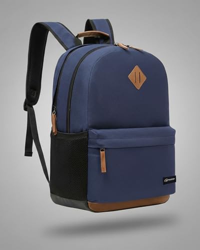TRAILKICKER Classic Laptop Backpack with Padded 17 inch Laptop Sleeve, Multi Pocket Backpack, Casual Daypack Backpacks (Navy) - color: Navy