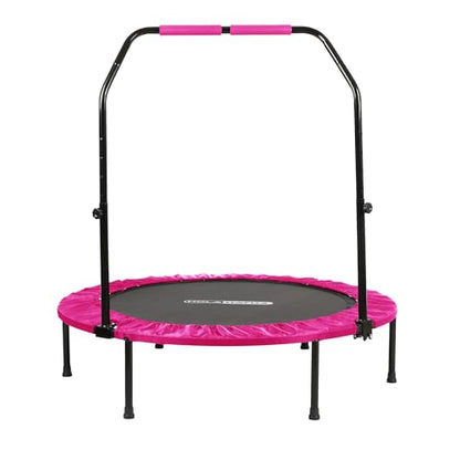 HolaHatha Foldable Mini Trampoline Fitness Rebounder for Home Gym Workouts – with 5-Level Adjustable Handle, Heavy-Duty Steel Frame, Portable Design, and Supports up to 440 Pounds