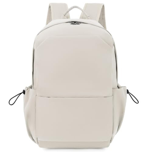 YGR Laptop Backpack for Women and Men, Waterproof Lightweight Travel Daily Rucksack Casual 15.6 inches Computer Bags for College, Beige - color: Beige