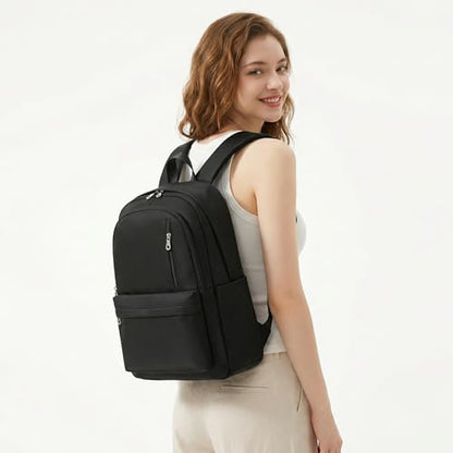 BAGOK Lightweight Nylon Backpack for Women & Men – Foldable, Large Capacity, Ideal for School, Travel & Work - color: Black
