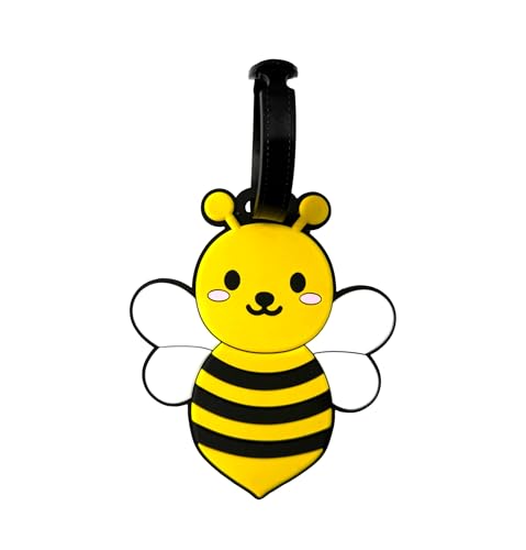 Cute Bee Silicone Luggage Tag Cartoon Animal Bag Tags for Travel Identify Suitcase Accessories Personalized Labels - color: Bee