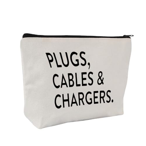 Plugs Cables & Chargers - Makeup Bag for Women Travel - Zipper Cosmetic Storage Bag with Vibrant Designs, Soft Fabric & Multi-Use Functionality (Gift for Birthdays, Graduation, Christmas) (Style A) - style: Style a