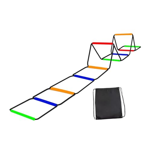 Agility Ladder Speed Ladder Footwork Ladder Workout Ladder Carbon Steel Construction Foldable Design Suitable for Athletic Training Coaches Athletes - size: 10 Grids With Bag