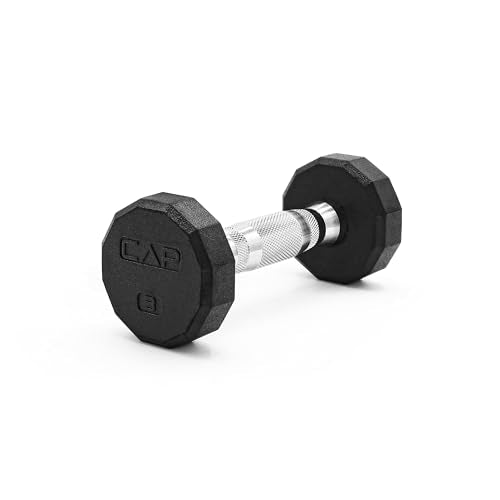 CAP Barbell Coated Hex Dumbbell Weight - Single | 10-120 lbs | Multiple Options - size: 3 lb, style: 12-Sided - Chrome Handle