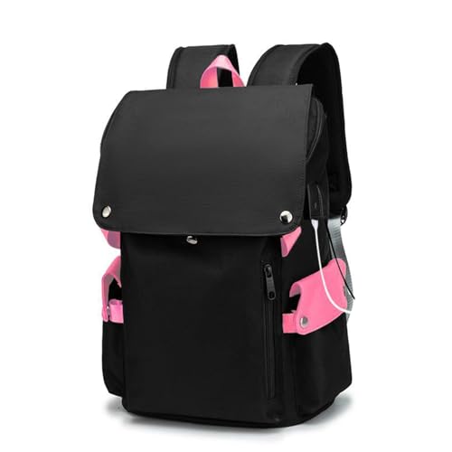 Anti Theft Travel Laptop Backpack with Usb Charging Port Water Resistant Extra Large (Pink/Black,17in) - color: Pink/Black