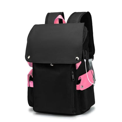 Anti Theft Travel Laptop Backpack with Usb Charging Port Water Resistant Extra Large (Pink/Black,17in) - color: Pink/Black
