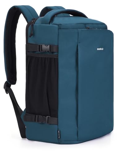 ECOHUB Personal Item Backpack for Airlines, Under Seat Carry On Bag, 30L Airplane Travel Pack, Fits 17.3" Laptop, Weekend Essential, Blue Green - color: Blue Green