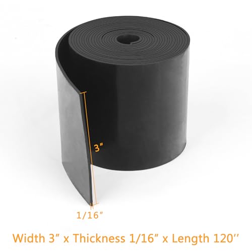 HooTown Solid Rubber Sheets Strips, 3” Wide x 1/16" Thick x 120” Long Neoprene Rubber Rolls Perfect for DIY Gasket Material, Sealing, Liner, Shield, Padding, Mat for Weather Stripping, No Adhesive - size: 3” Wide x 120” Long, style: 1/16" Thick