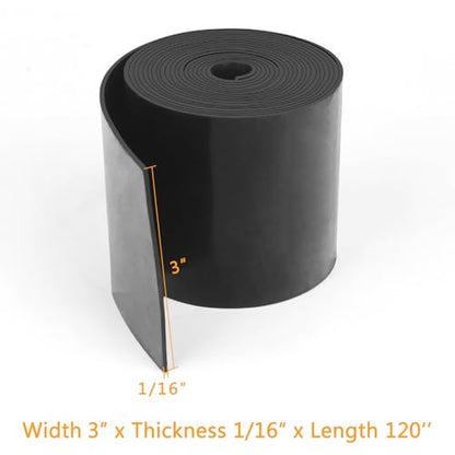 HooTown Solid Rubber Sheets Strips, 3” Wide x 1/16" Thick x 120” Long Neoprene Rubber Rolls Perfect for DIY Gasket Material, Sealing, Liner, Shield, Padding, Mat for Weather Stripping, No Adhesive - size: 3” Wide x 120” Long, style: 1/16" Thick