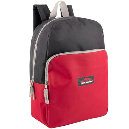 Trail maker 15 Inch Backpack for Kids, Preschool, Elementary & Middle School Students – Spacious Bookbag with Large Front Pocket, Adjustable Straps, Fits up to 13 Inch Laptop (Red) - color: Red
