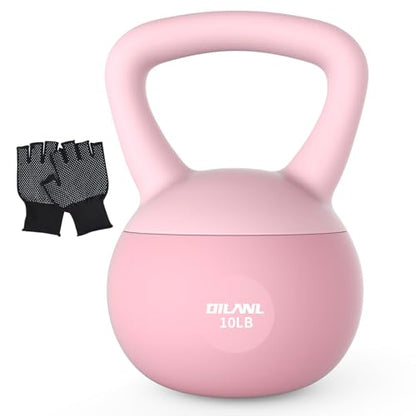 Soft Kettlebell, Safe Strength Training Kettle bell, Cushioned Impact-Resistant Base and Anti-Slip Grip Weight, Kettlebells Set for Home Workouts and Men/Women/Beginners,With Non-slip Gloves - color: Pink