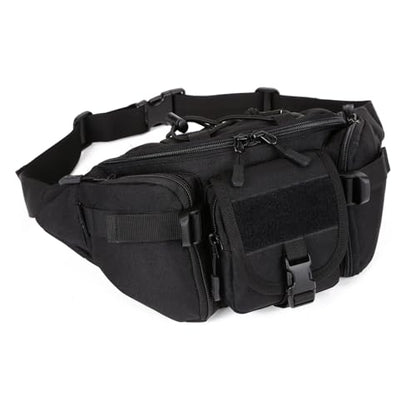 CREATOR Tactical Waist Pack Military Fanny Pack Outdoor Army Waist Bag Large Waist Pack for Daily Life Cycling Camping Hiking Hunting Fishing Black - color: Black