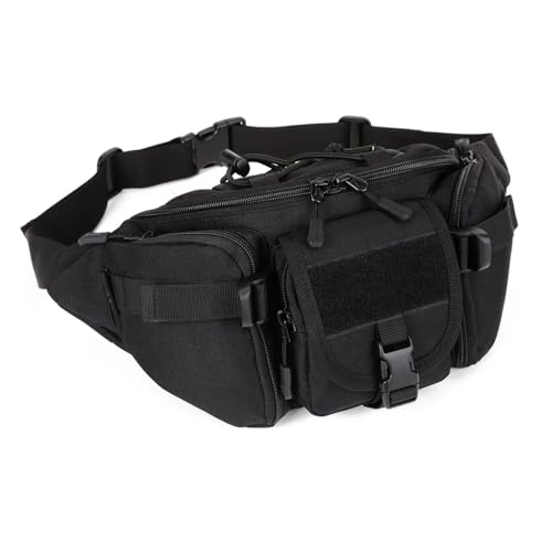 CREATOR Tactical Waist Pack Military Fanny Pack Outdoor Army Waist Bag Large Waist Pack for Daily Life Cycling Camping Hiking Hunting Fishing Black - color: Black