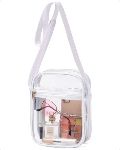 Vorspack Stadium Approved PVC Purse - Clear Crossbody Bag with Front Pocket for Concerts, Sports, Festivals - color: White, size: One Size