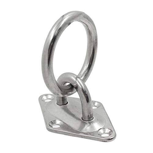 4Pcs M6 Diamond Pad Eye Plate with Ring Hook, Ceiling Hooks Wall Mount Bracket, Heavy Duty Stainless Steel Anchor Mount for Yoga Swings Hammocks/Boat Rigging/Suspension Training Straps - size: M6 (Diamond Pad Eye)