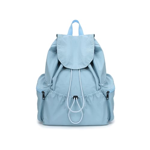 CORIOS Women Casual Daypacks Canvas Backpack Drawstring Rucksack for Outdoor Travel College University Campus Blue - color: Blue