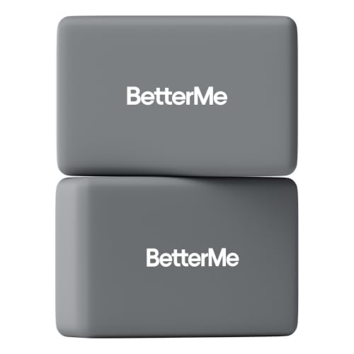 BetterMe Yoga Blocks Set of 2 – High Density Foam Yoga Blocks for Stretching, Pilates & Workouts – Lightweight Non-Slip Exercise Blocks for Flexibility & Balance - color: Stone Gray
